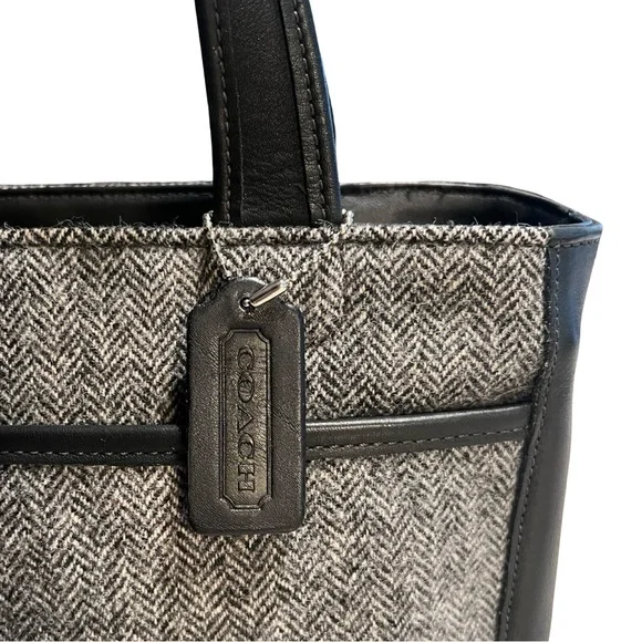 1999 COACH Bleecker Tweed Satchel Bag in Gray and Black made in USA - Picture 3 of 14